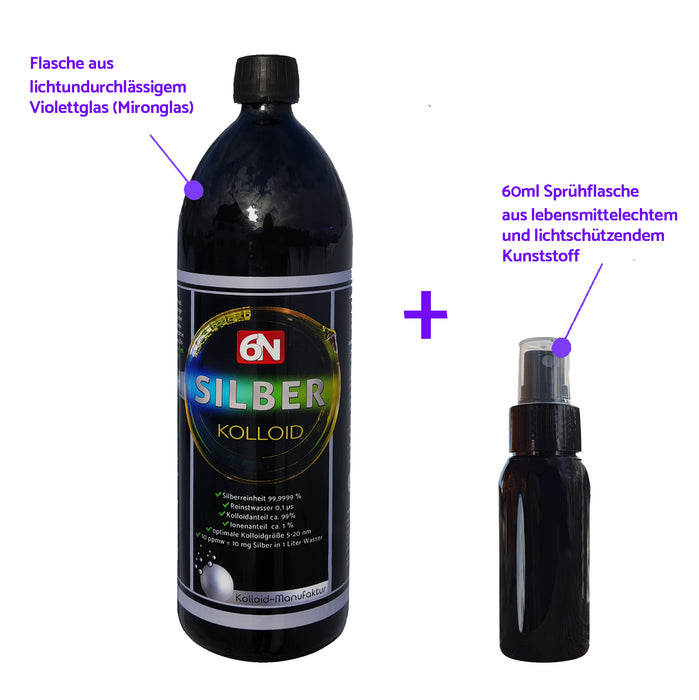 6N-Silber-Kolloid in einer Mironglasflasche