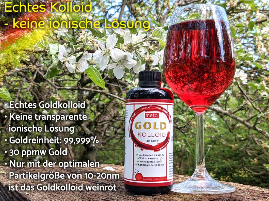 meta Gold Kolloid 30ppmw in einer Mironglasflasche (200ml)